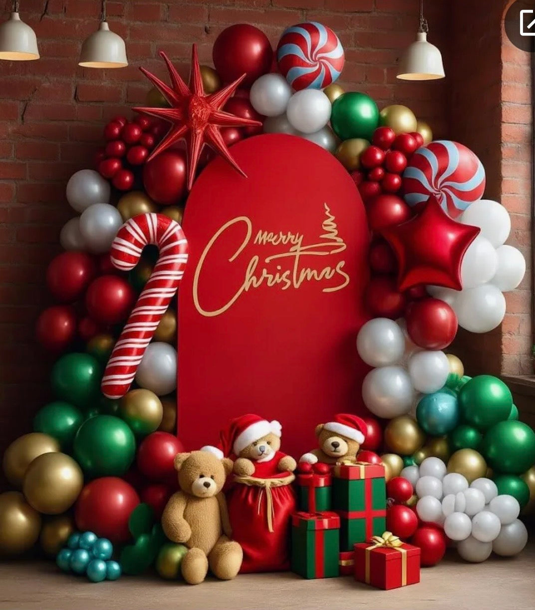MERRY XMAS BACKDROP, BALLOONS, VINYL SIGN "COMBO"