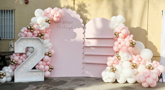 SCALLOP ARCH, PARTY FAVOR WALL, VINYL SIGN,  MARQUEE NUMBER COMBO