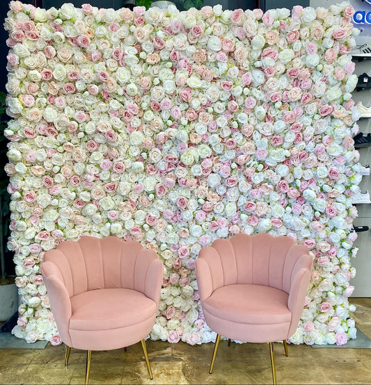 Pink and White Silk Flower Wall