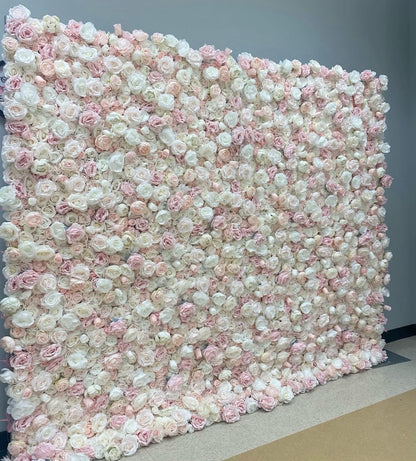 Pink and White Silk Flower Wall