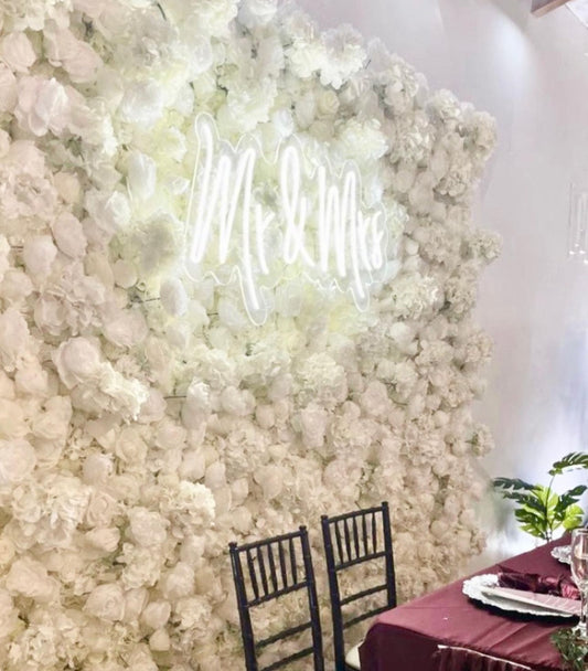 White Silk Flower Wall