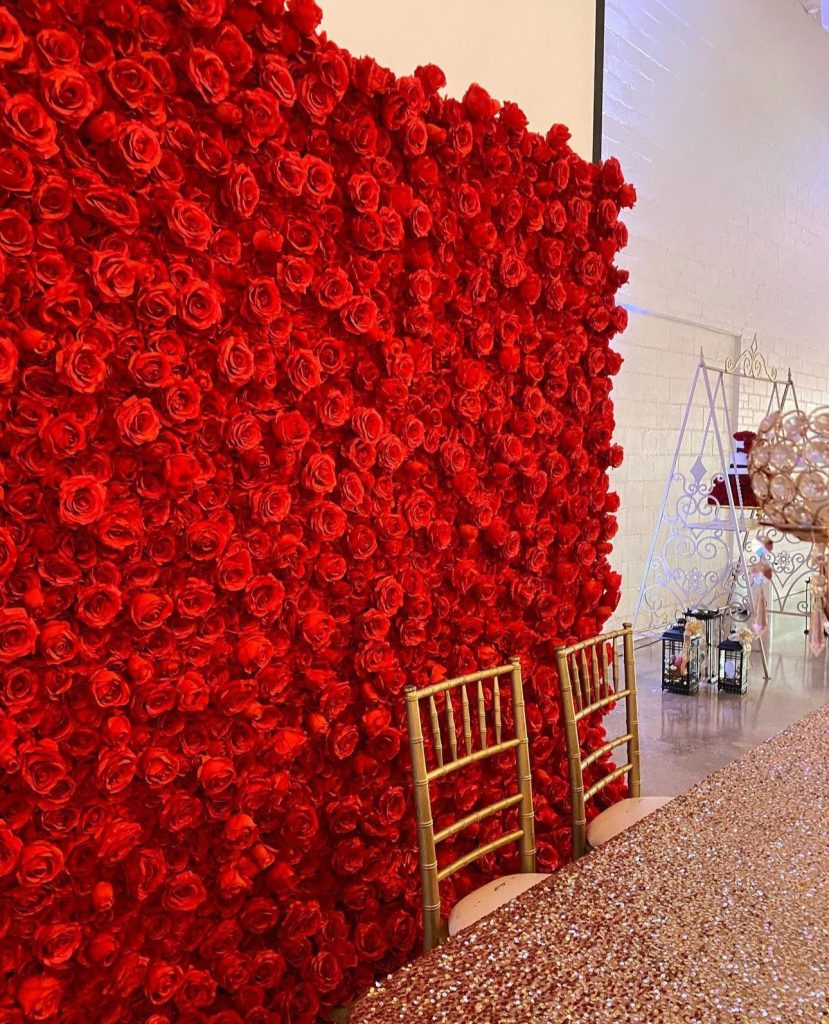 Red Flower Wall 8'x8'