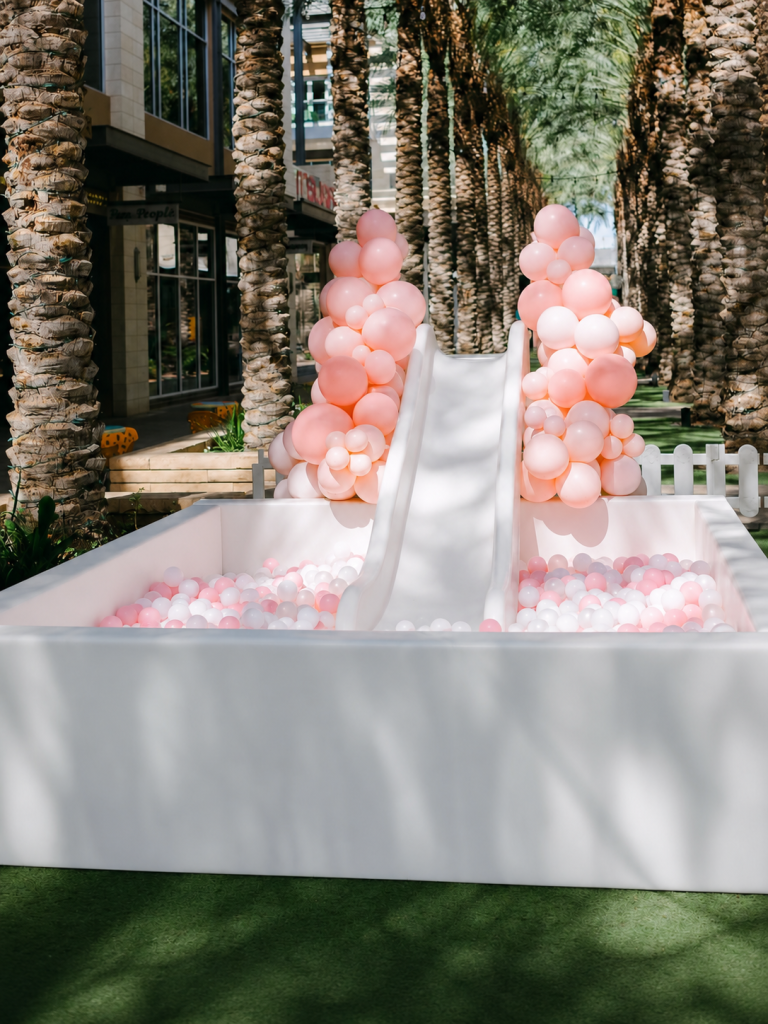 White Rectangular Ball Pit & Large Slide  (10x10)